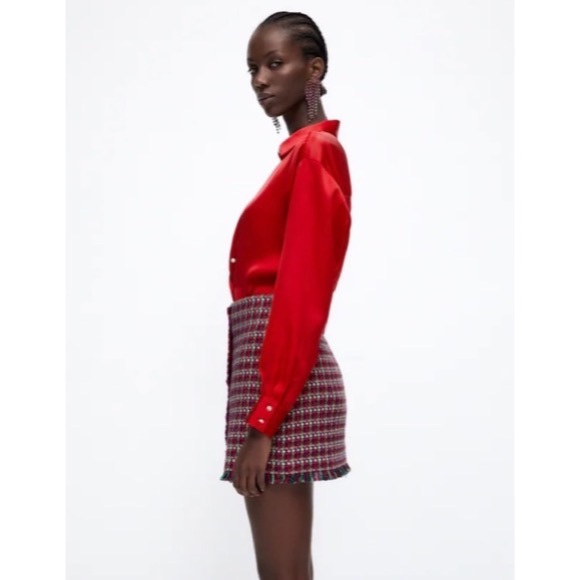 Zara Small Frayed Textured Mini Skirt - Picture 3 of 16